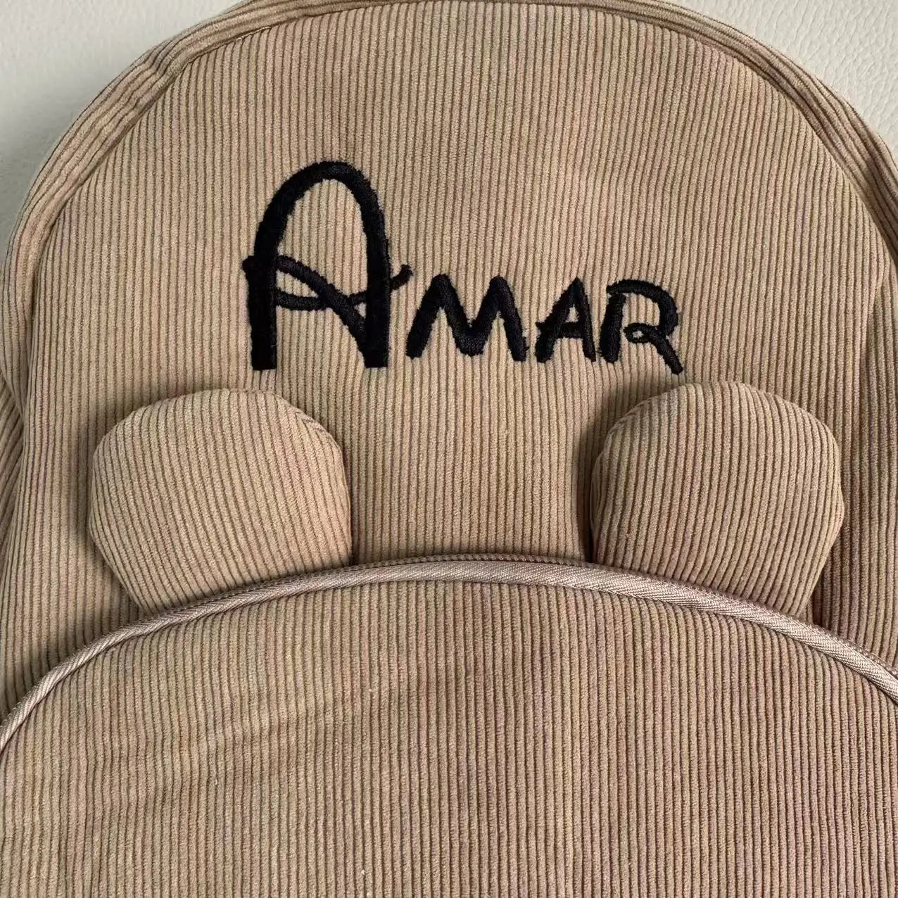 Customized Name Toddler Backpack Cartoon Bear Corduroy Large Capacity Backpack Embroidered Name Backpack Plush Bag